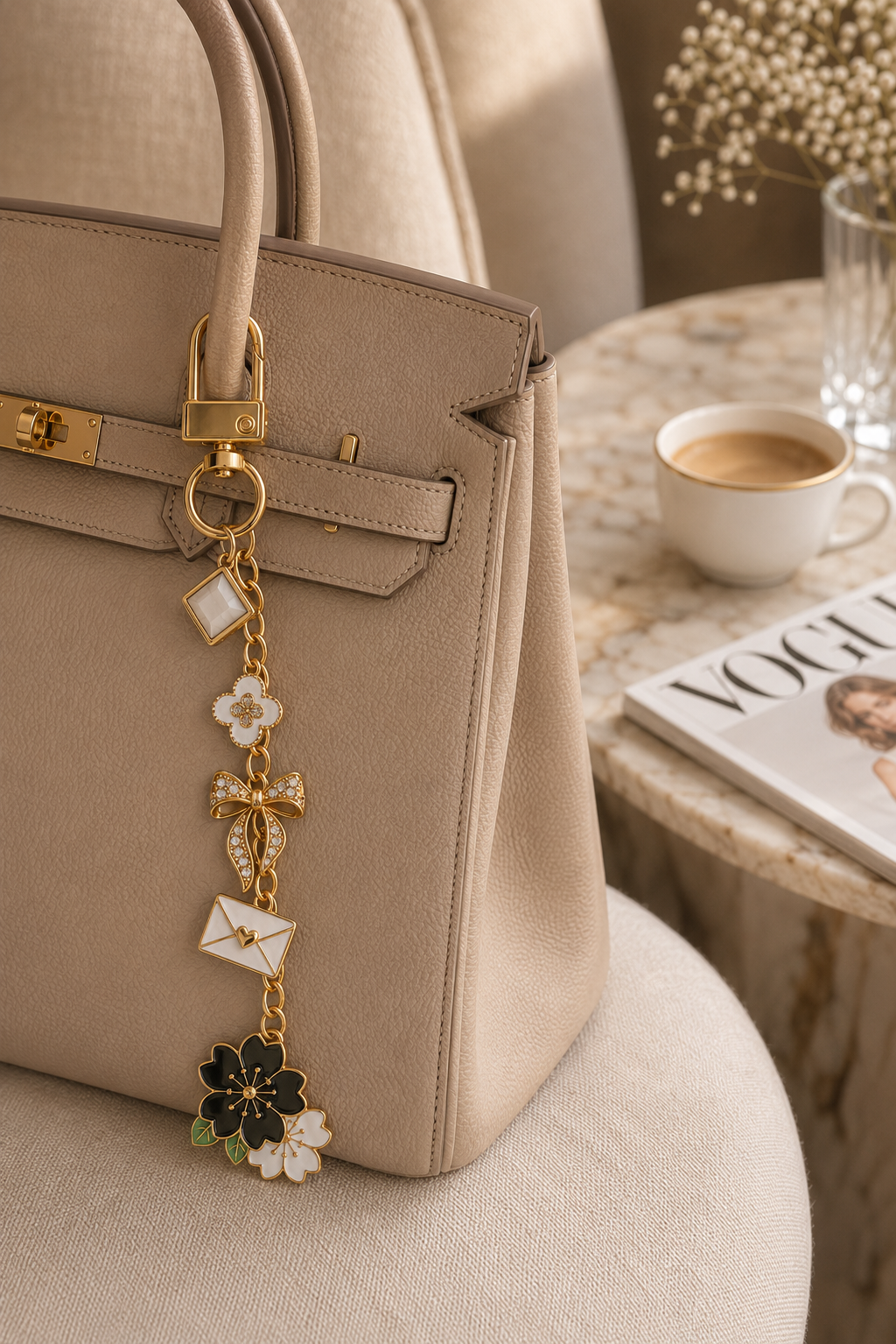 Gold Bag Charm, Purse Accessory, Handbag Charm