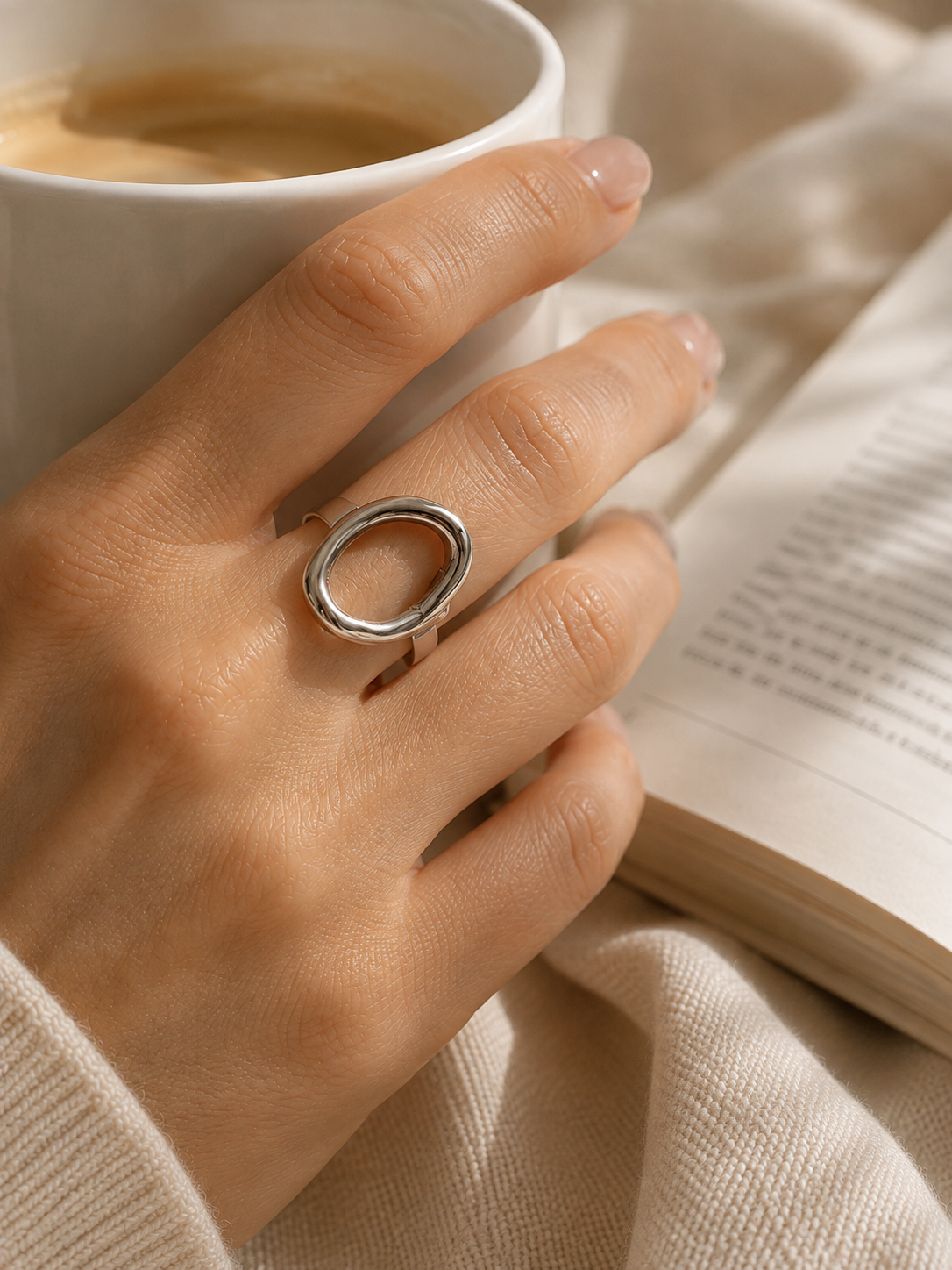 Halo Ring: Gold & Silver Oval-Shaped Band