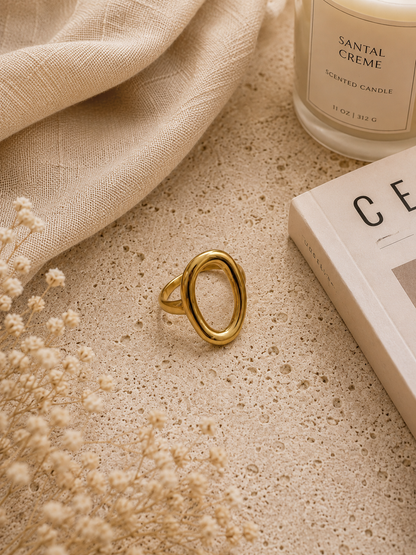 Halo Ring: Gold & Silver Oval-Shaped Band