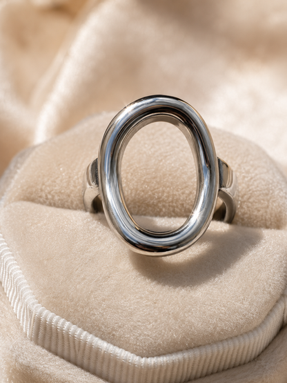 Halo Ring: Gold & Silver Oval-Shaped Band