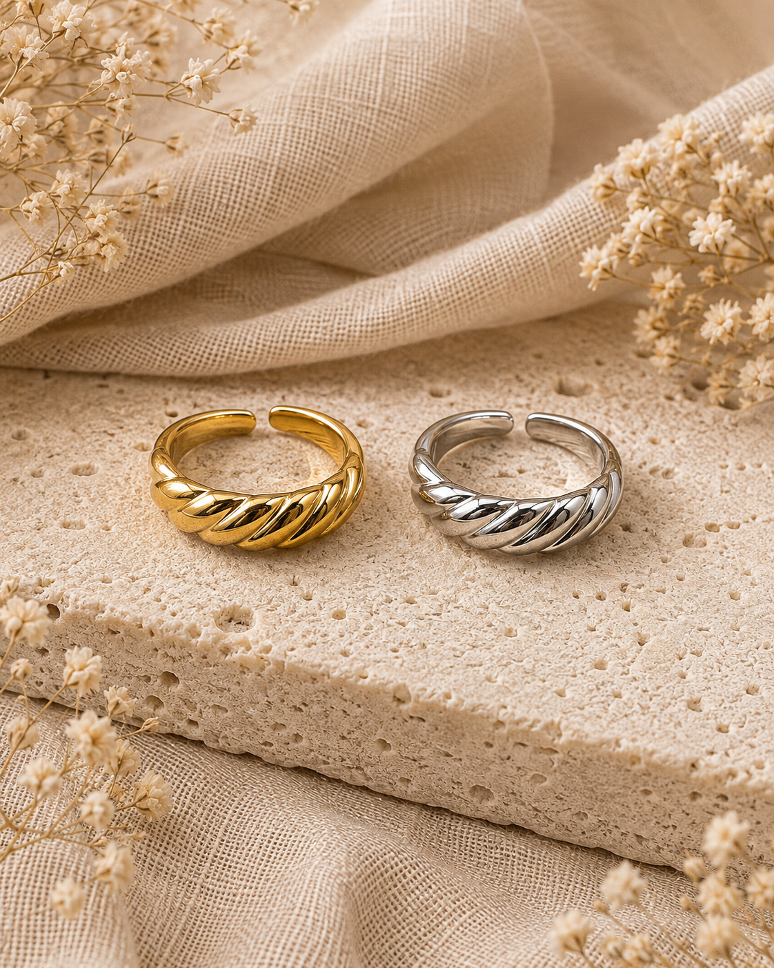 Everly Twist Ring: Gold & Silver Rope Ring