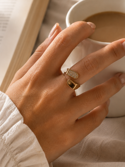 Stella Radiance Ring: Gold, Pavé Open Ring