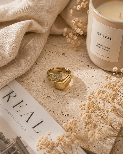Stella Radiance Ring: Gold, Pavé Open Ring