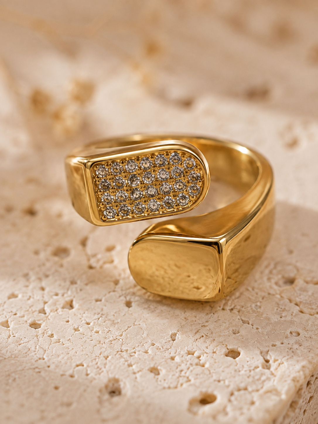 Stella Radiance Ring: Gold, Pavé Open Ring