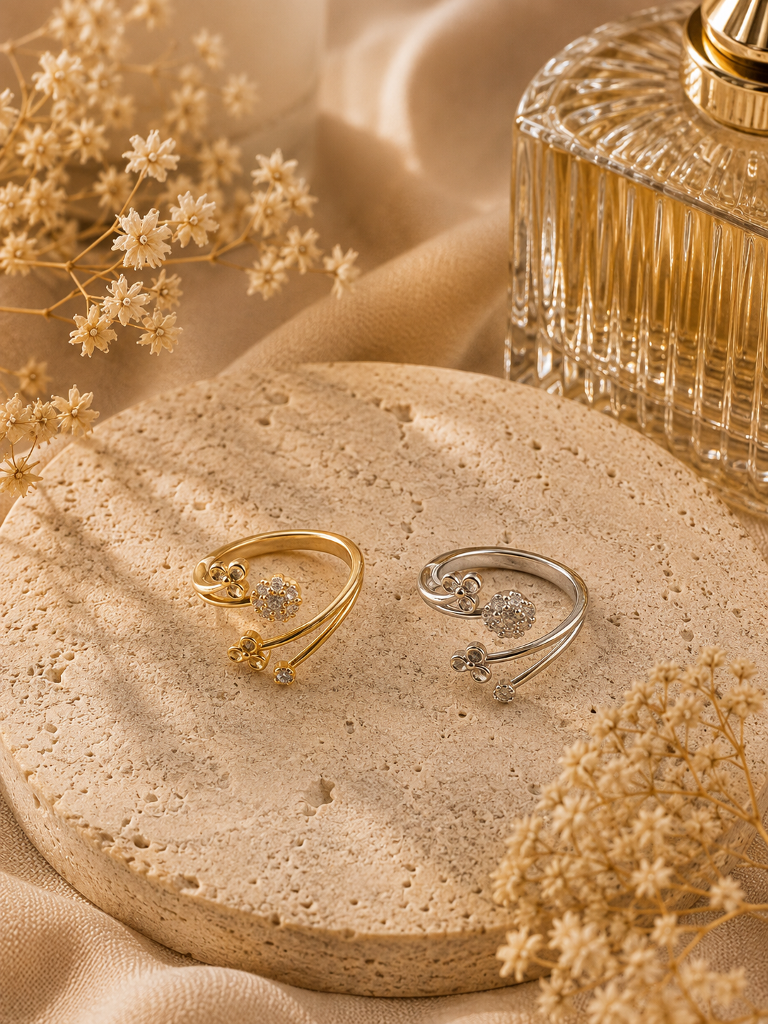 Eden Ring: Gold & Silver Floral Open Ring