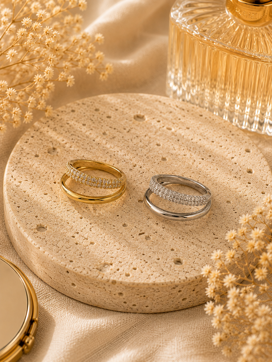 Marlowe Stack Ring: Gold & Silver Double Band Ring