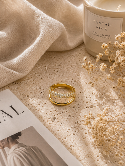 Marlowe Stack Ring: Gold & Silver Double Band Ring