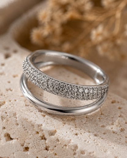Marlowe Stack Ring: Gold & Silver Double Band Ring