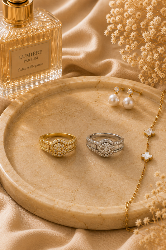 Elara Dream Ring: Gold & Silver Vintage Statement Ring