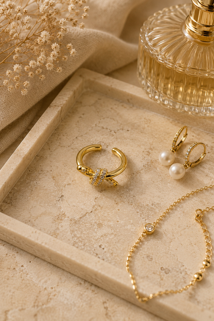 Willow Knot Adjustable Ring: Gold & Silver Crystal Knot Ring
