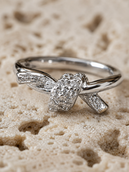 Willow Knot Adjustable Ring: Gold & Silver Crystal Knot Ring
