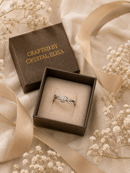 Willow Knot Adjustable Ring: Gold & Silver Crystal Knot Ring