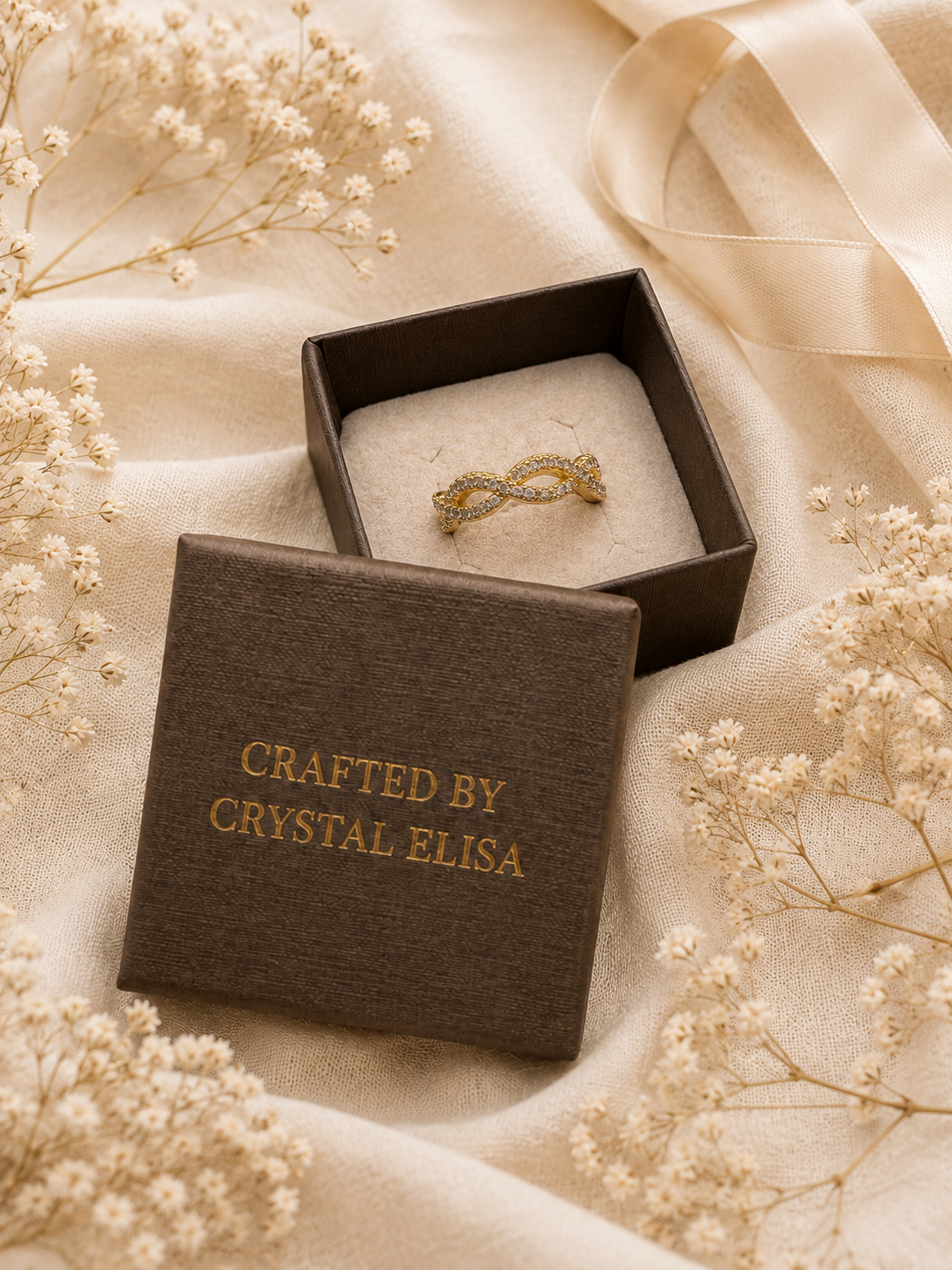 Aurora Ring: Gold Twisted Crystal Band