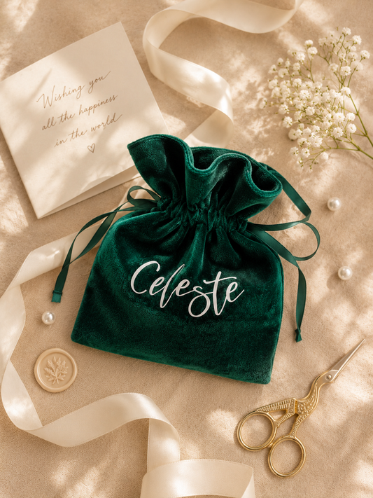 Personalized Green Velvet Gift Bag