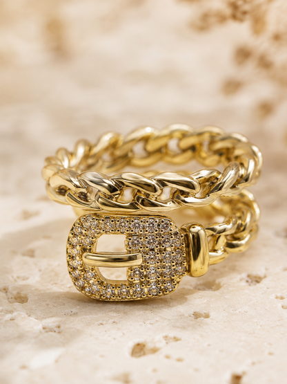 Eterna Buckle Ring: Gold Chain Buckle Ring