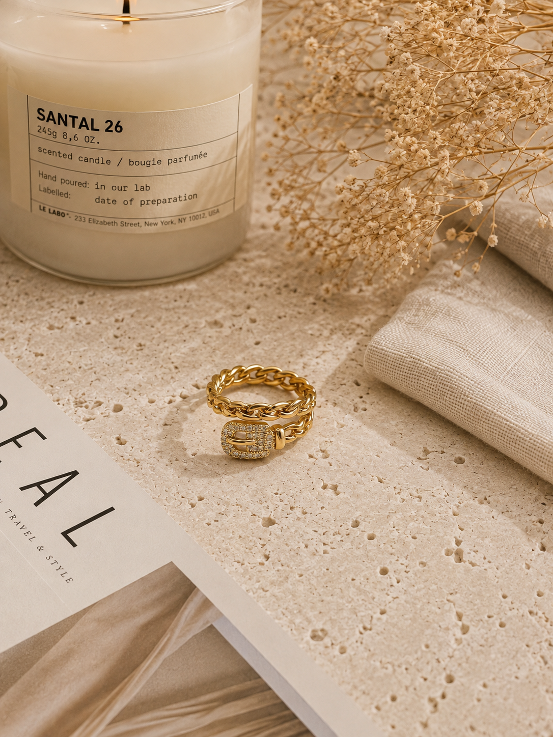 Eterna Buckle Ring: Gold Chain Buckle Ring