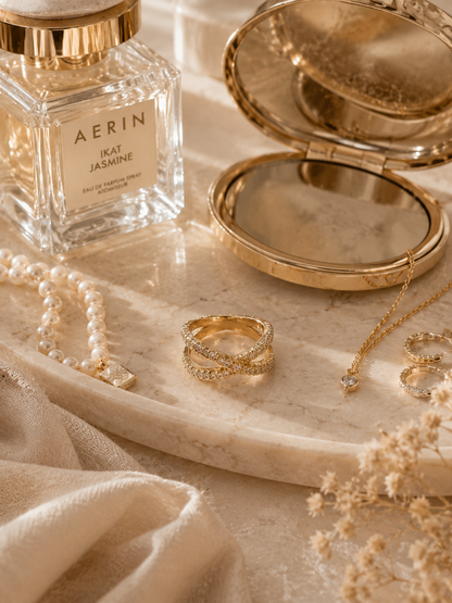 Golden Vow Ring: Gold Crossover Crystal Ring