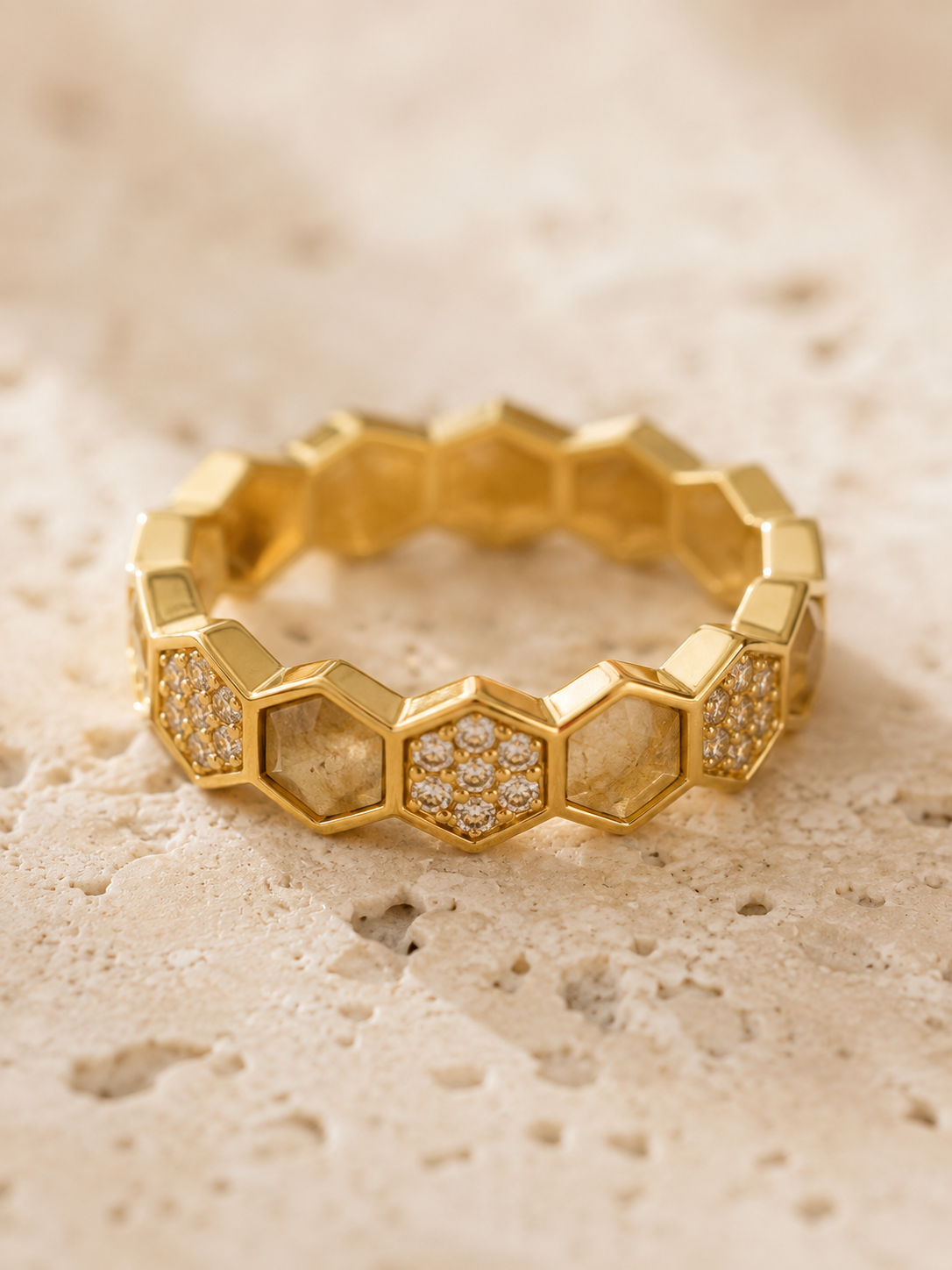 Honey Glow Ring: Gold Honeycomb Ring