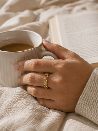 Honey Glow Ring: Gold Honeycomb Ring