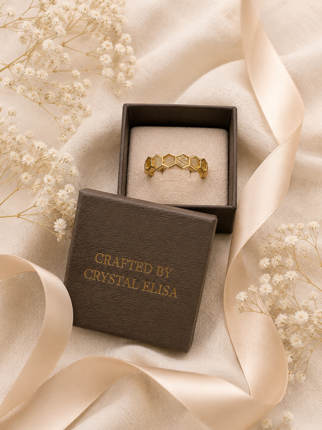 Honey Glow Ring: Gold Honeycomb Ring