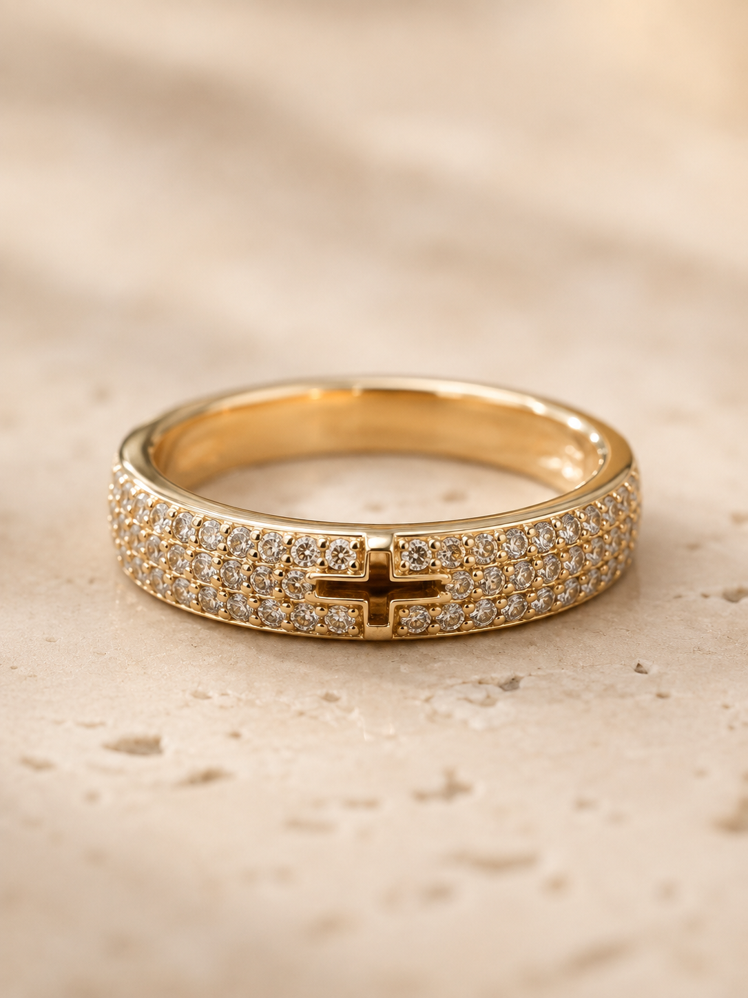 Mira Eternity Ring: Gold Elegant Cross Band