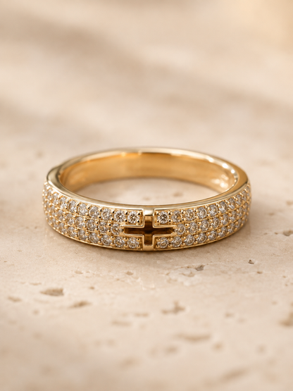 Mira Eternity Ring: Gold Elegant Cross Band