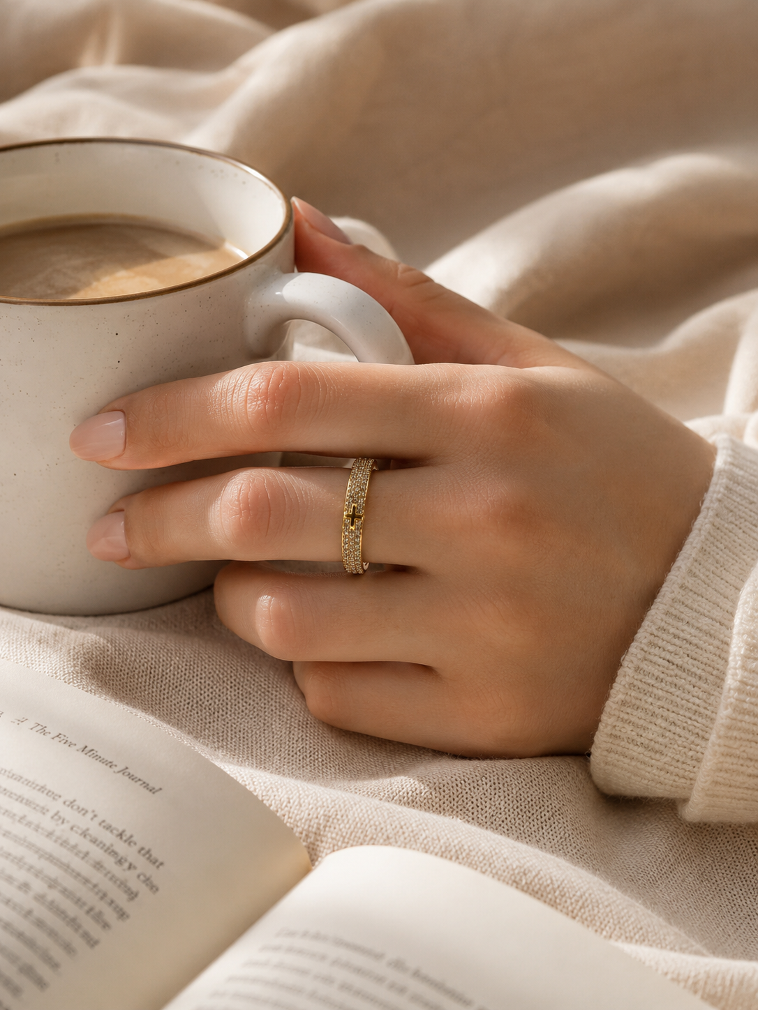 Mira Eternity Ring: Gold Elegant Cross Band