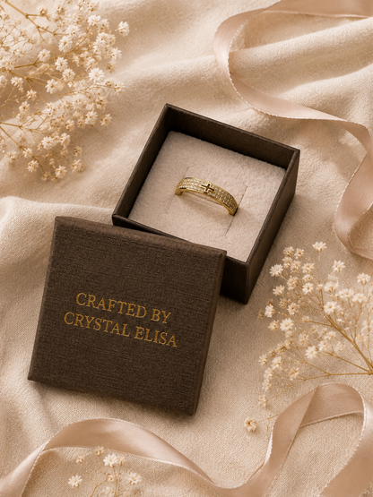 Mira Eternity Ring: Gold Elegant Cross Band