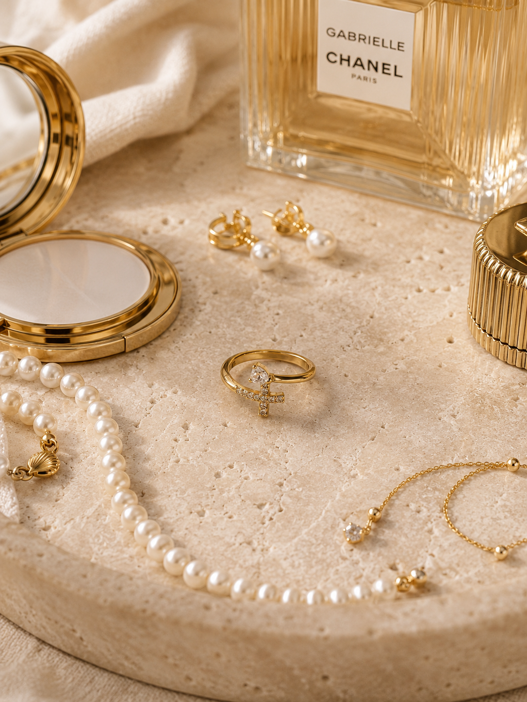 Celestial Ring: Gold Cross Ring with Crystal