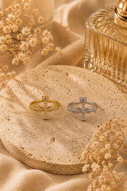 Horizon Cross Ring: Gold & Silver Christian Cross Ring