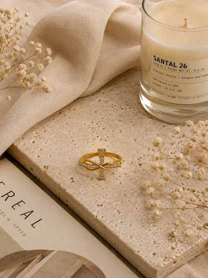 Horizon Cross Ring: Gold & Silver Christian Cross Ring