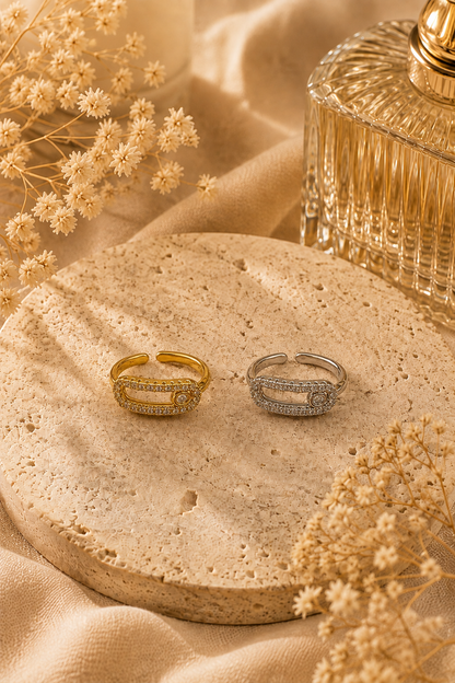 Opal Whisper Ring: Gold & Silver Oval Crystal Ring