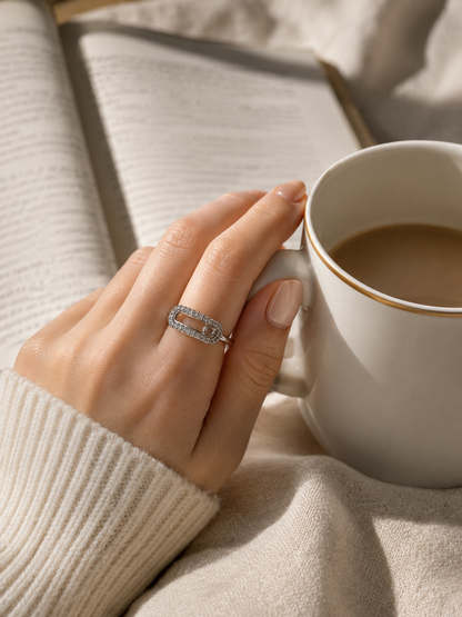 Opal Whisper Ring: Gold & Silver Oval Crystal Ring
