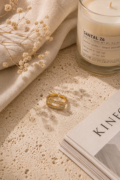 Opal Whisper Ring: Gold & Silver Oval Crystal Ring