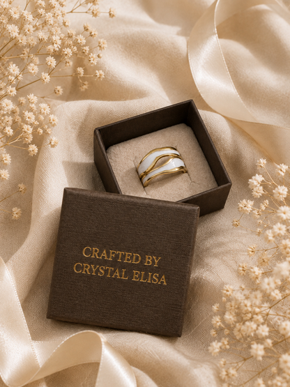 Whisper Line Ring: Black & White Enamel Ring