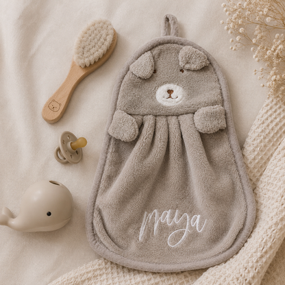 Personalized Baby Bear Hand Towel, Custom Baby Towel, Baby Shower Gift