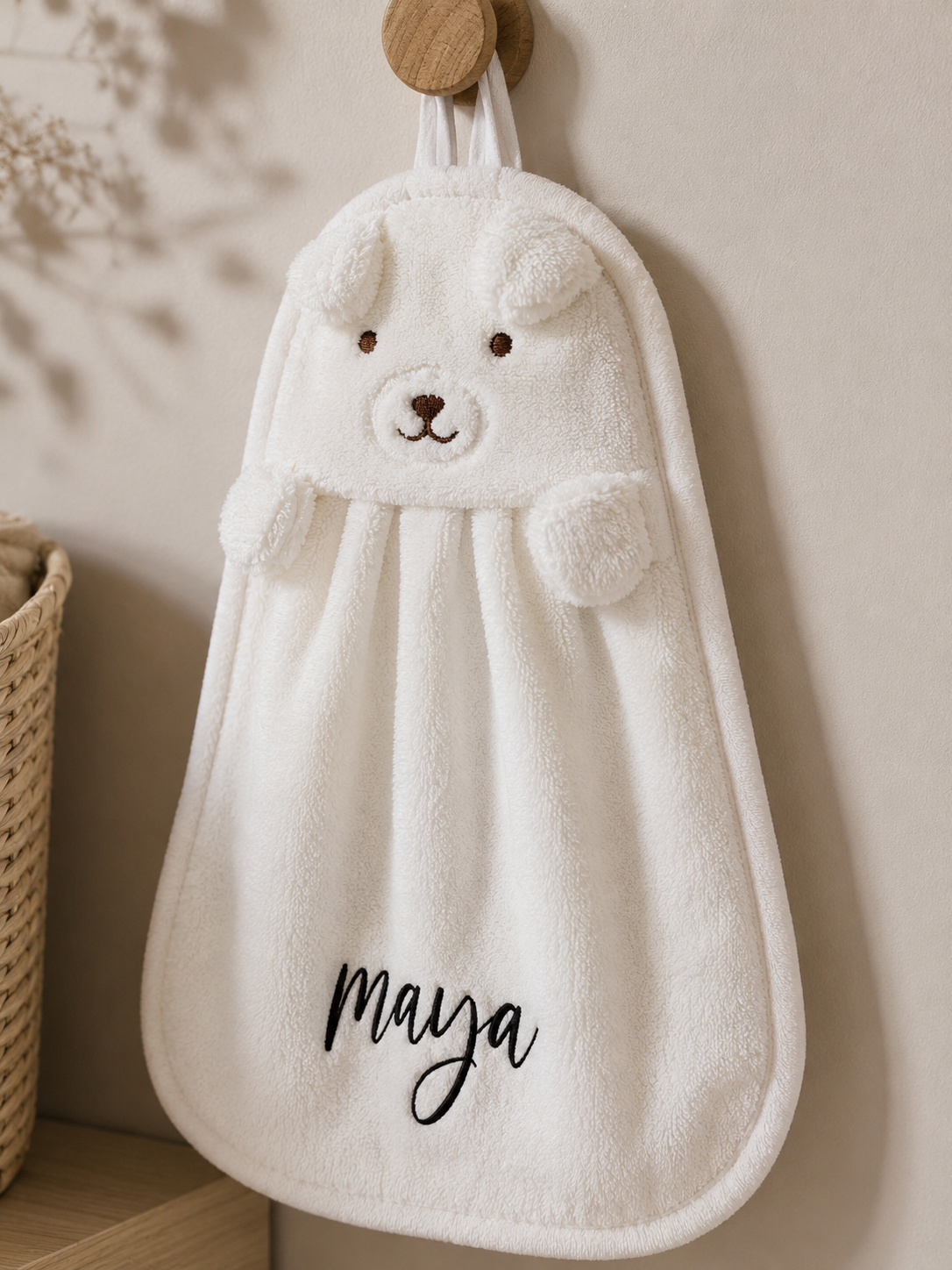 Personalized Baby Bear Hand Towel, Custom Baby Towel, Baby Shower Gift