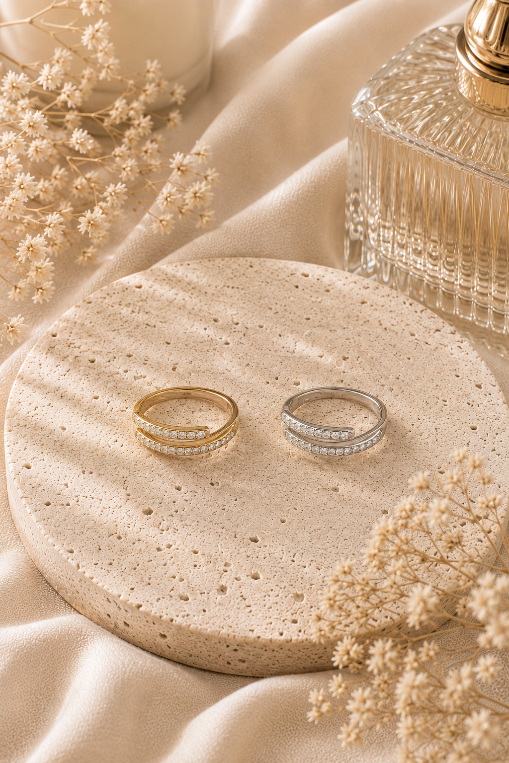 Aria Classic Ring: Gold & Silver Minimal CZ Band