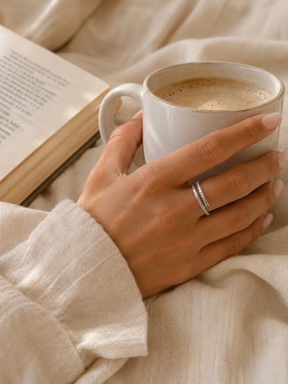 Aria Classic Ring: Gold & Silver Minimal CZ Band