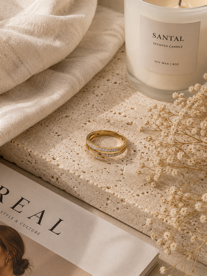 Aria Classic Ring: Gold & Silver Minimal CZ Band
