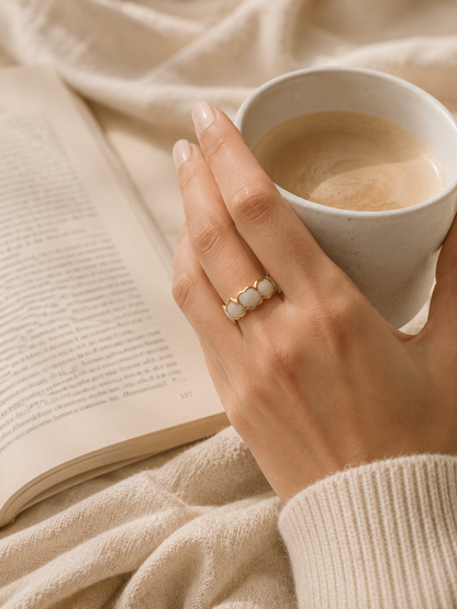 Sienna Promise Ring: Gold Mother of Pearl Ring