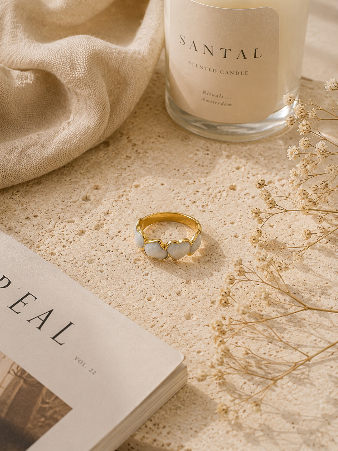 Sienna Promise Ring: Gold Mother of Pearl Ring