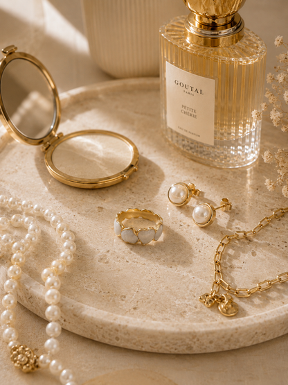 Sienna Promise Ring: Gold Mother of Pearl Ring