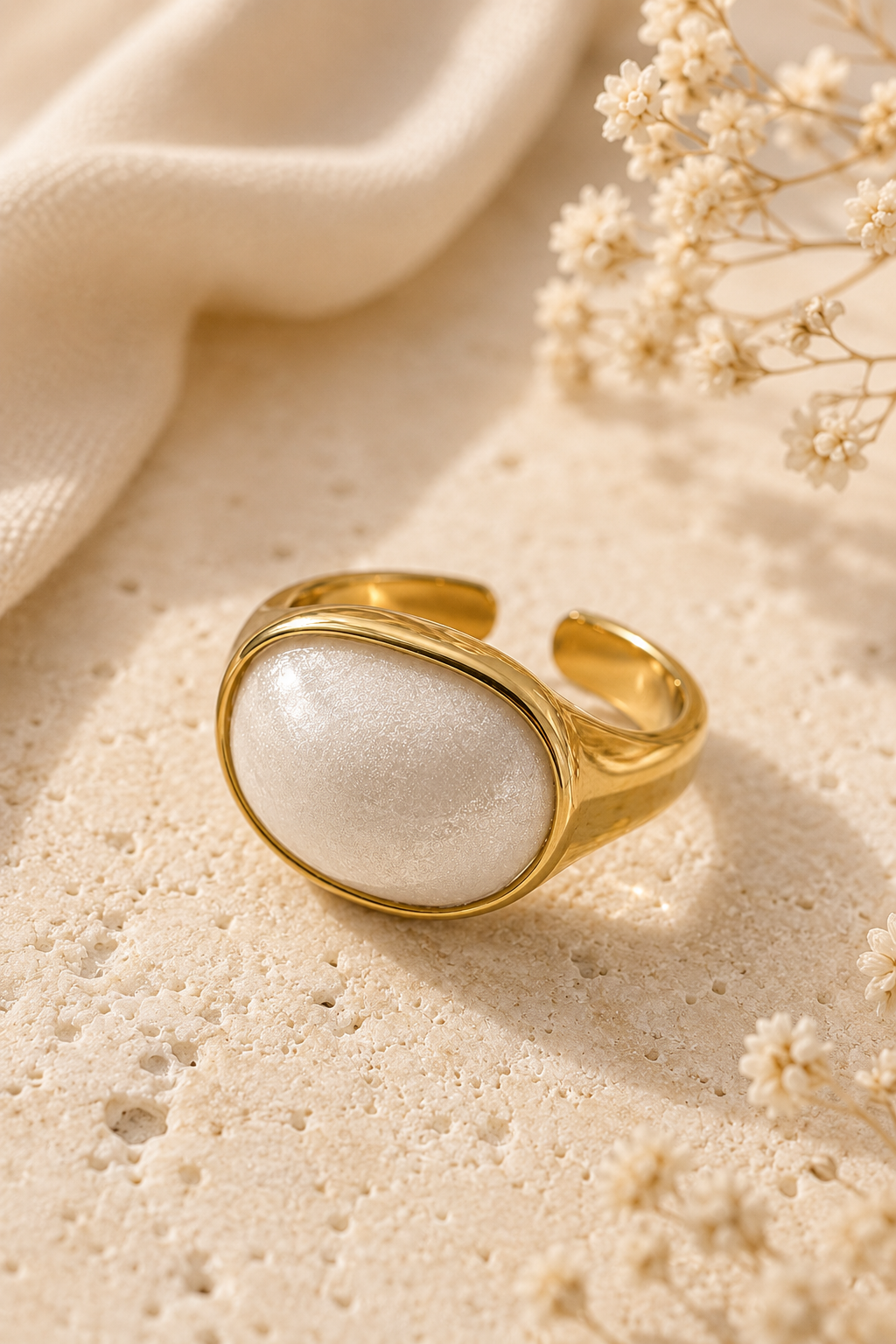 Isla Bloom Ring: Gold Mother of Pearl Statement Ring