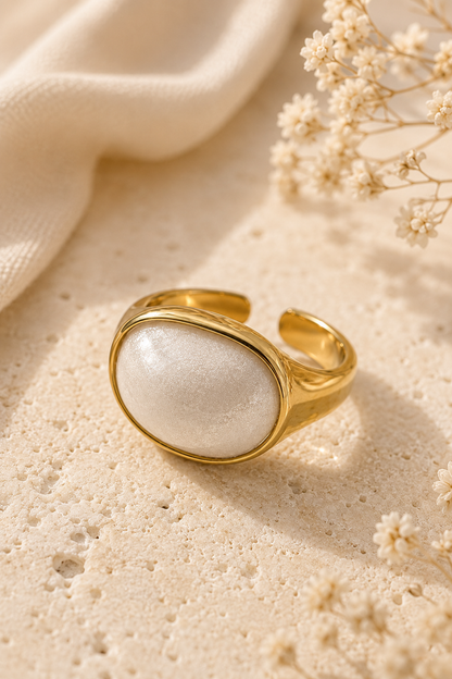 Isla Bloom Ring: Gold Mother of Pearl Statement Ring