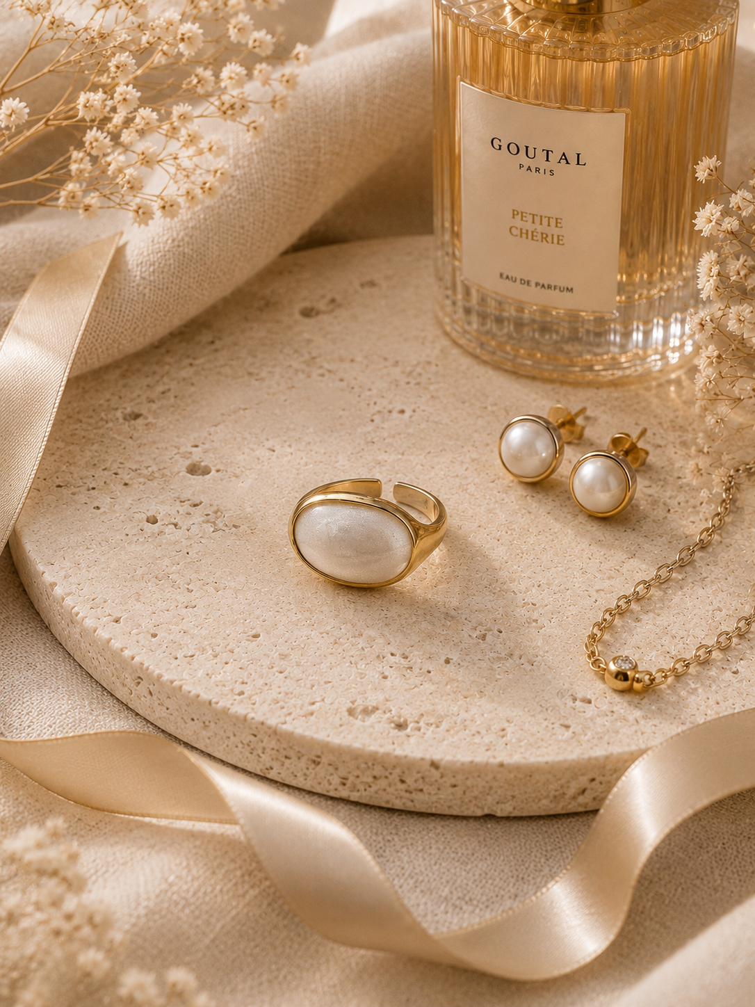 Isla Bloom Ring: Gold Mother of Pearl Statement Ring