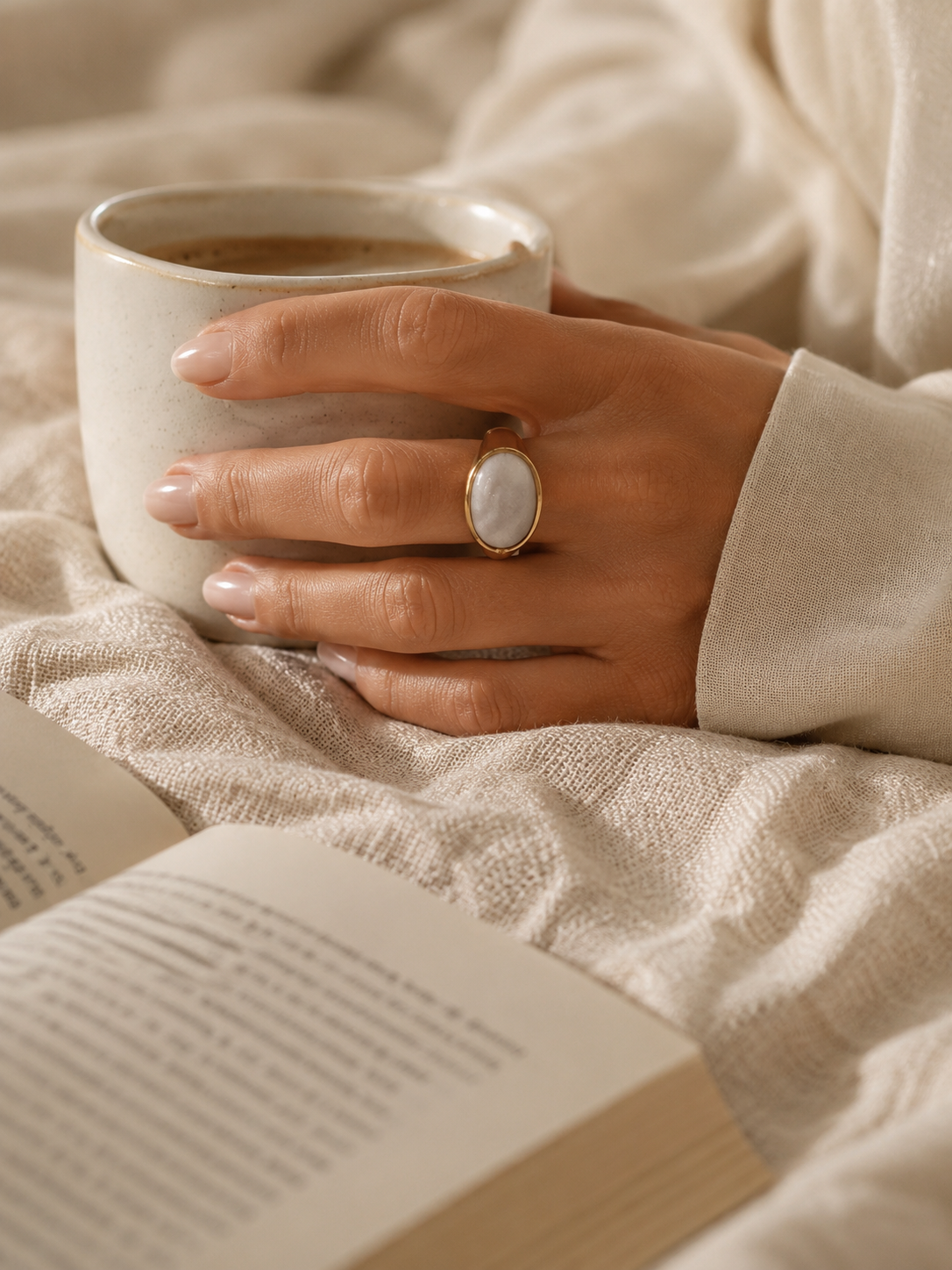 Isla Bloom Ring: Gold Mother of Pearl Statement Ring