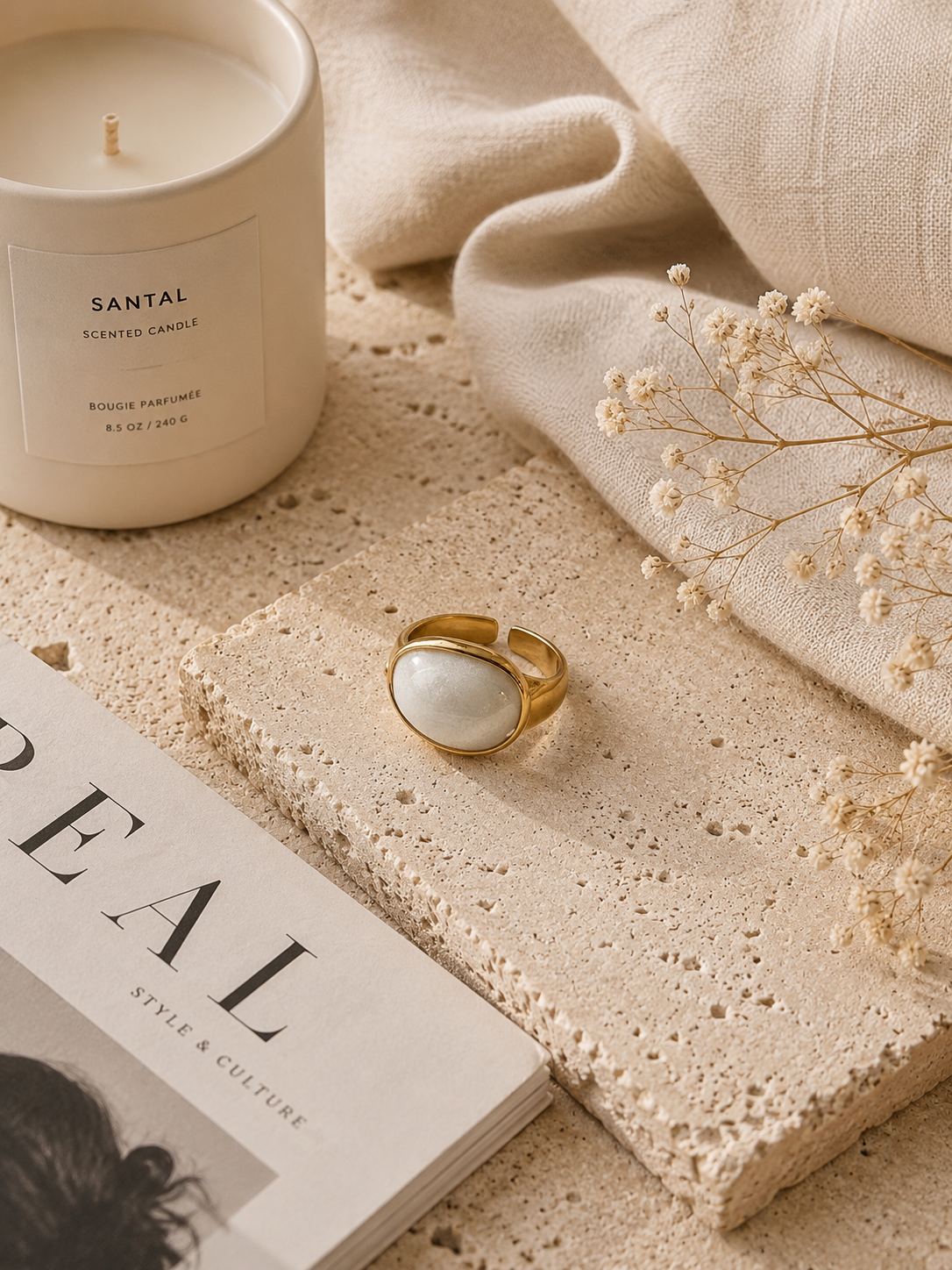 Isla Bloom Ring: Gold Mother of Pearl Statement Ring