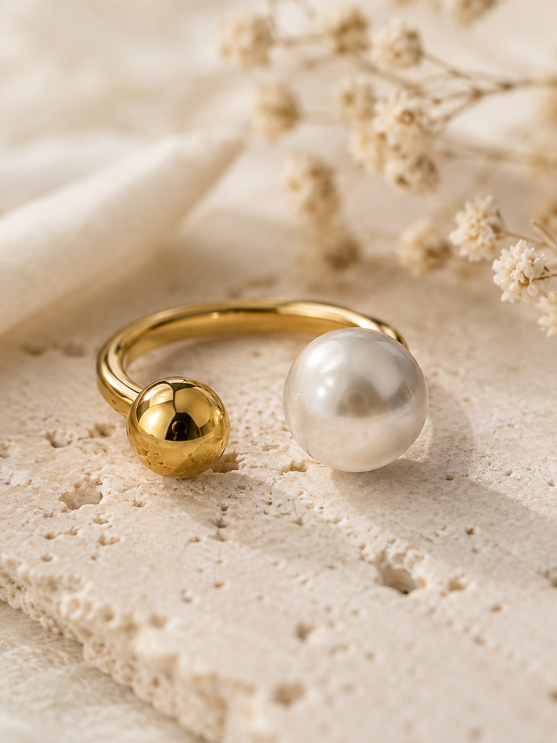 Florence Ring: Gold & Pearl Statement Ring