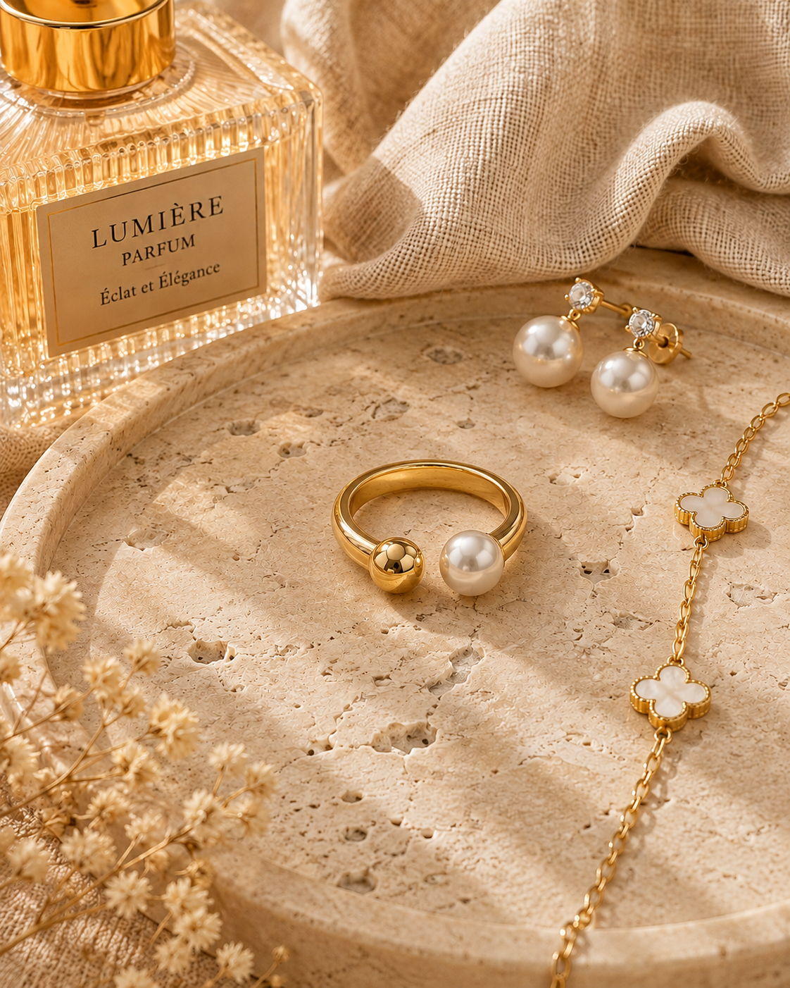 Florence Ring: Gold & Pearl Statement Ring